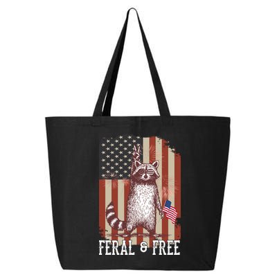 Feral But Free Raccoon July 4th Patriotic For Family 25L Jumbo Tote
