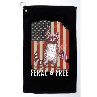 Feral But Free Raccoon July 4th Patriotic For Family Golf Towel
