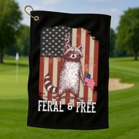 Feral But Free Raccoon July 4th Patriotic For Family Golf Towel