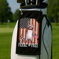 Feral But Free Raccoon July 4th Patriotic For Family Golf Towel
