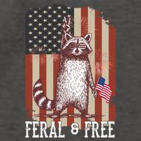 Feral But Free Raccoon July 4th Patriotic For Family Vector Backpack