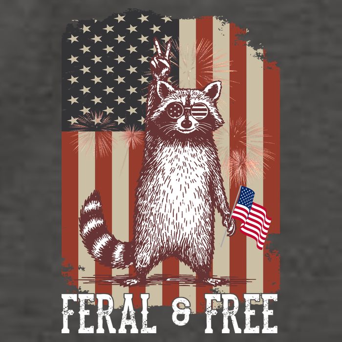 Feral But Free Raccoon July 4th Patriotic For Family Vector Backpack