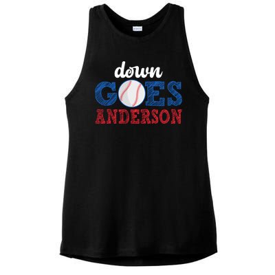 Funny Baseball Fight Down Goes Anderson Ladies PosiCharge Tri-Blend Wicking Tank