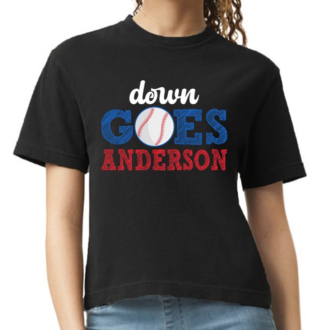 Funny Baseball Fight Down Goes Anderson Comfort Colors Boxy T-Shirt