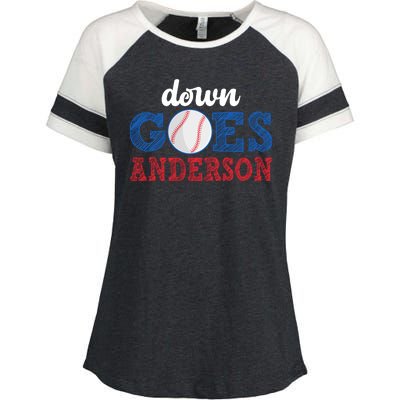 Funny Baseball Fight Down Goes Anderson Enza Ladies Jersey Colorblock Tee