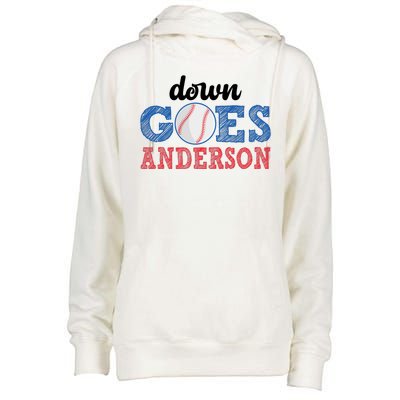 Funny Baseball Fight Down Goes Anderson Womens Funnel Neck Pullover Hood