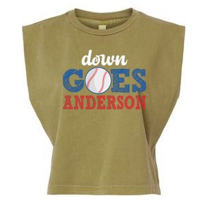 Funny Baseball Fight Down Goes Anderson Garment-Dyed Women's Muscle Tee