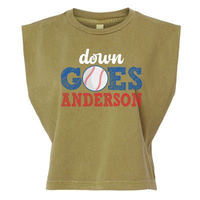 Funny Baseball Fight Down Goes Anderson Garment-Dyed Women's Muscle Tee