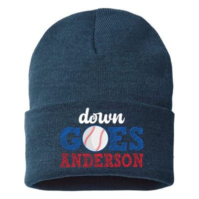 Funny Baseball Fight Down Goes Anderson Sustainable Knit Beanie