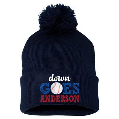 Funny Baseball Fight Down Goes Anderson Pom Pom 12in Knit Beanie