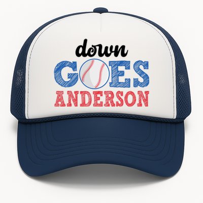 Funny Baseball Fight Down Goes Anderson Trucker Hat