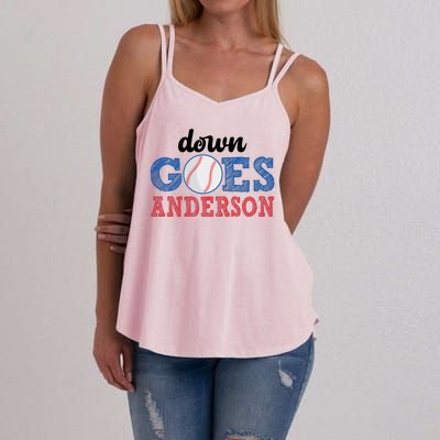 Funny Baseball Fight Down Goes Anderson Women's Strappy Tank