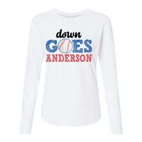 Funny Baseball Fight Down Goes Anderson Womens Cotton Relaxed Long Sleeve T-Shirt