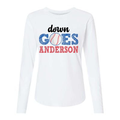 Funny Baseball Fight Down Goes Anderson Womens Cotton Relaxed Long Sleeve T-Shirt