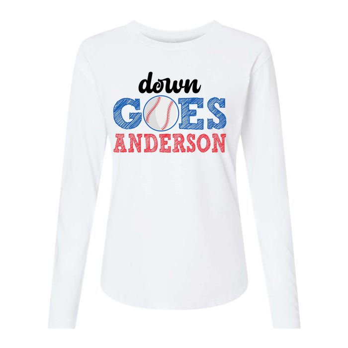 Funny Baseball Fight Down Goes Anderson Womens Cotton Relaxed Long Sleeve T-Shirt