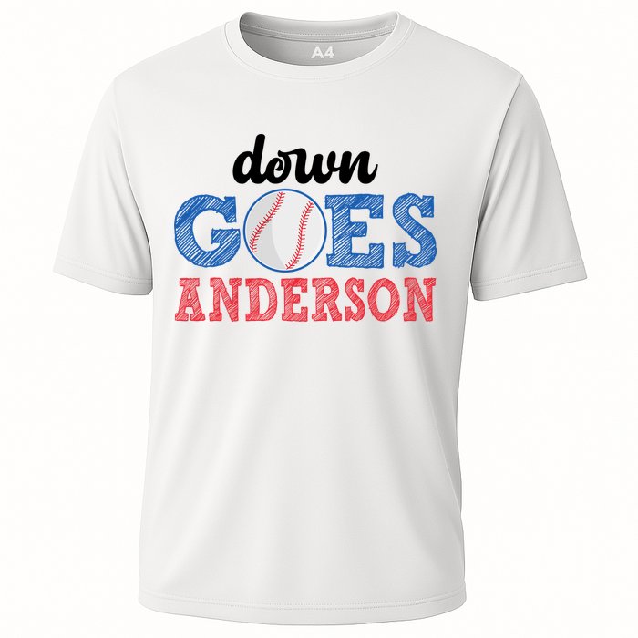 Funny Baseball Fight Down Goes Anderson Cooling Performance Crew T-Shirt