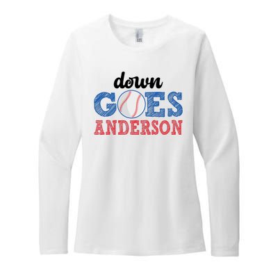 Funny Baseball Fight Down Goes Anderson Womens CVC Long Sleeve Shirt