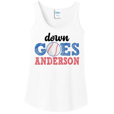 Funny Baseball Fight Down Goes Anderson Ladies Essential Tank