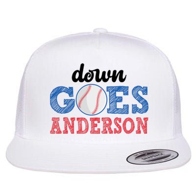 Funny Baseball Fight Down Goes Anderson Flat Bill Trucker Hat