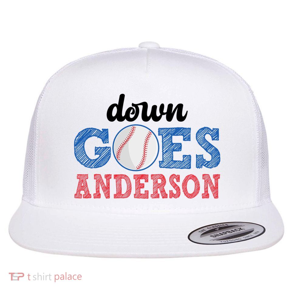 Funny Baseball Fight Down Goes Anderson Flatbill Hat