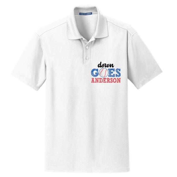 Funny Baseball Fight Down Goes Anderson Dry Zone Grid Polo