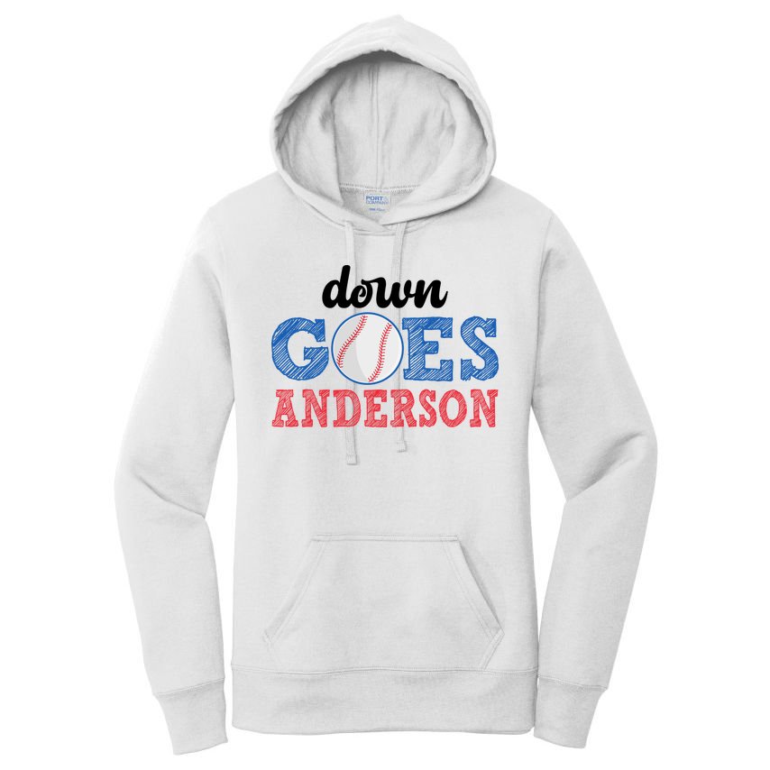 Funny Baseball Fight Down Goes Anderson Women's Pullover Hoodie