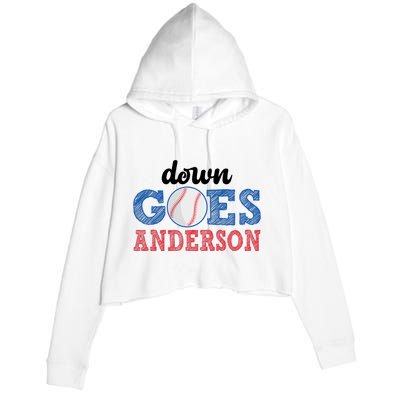 Funny Baseball Fight Down Goes Anderson Crop Fleece Hoodie