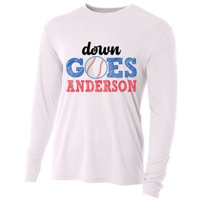 Funny Baseball Fight Down Goes Anderson Cooling Performance Long Sleeve Crew