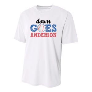 Funny Baseball Fight Down Goes Anderson Youth Performance Sprint T-Shirt