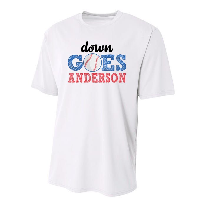 Funny Baseball Fight Down Goes Anderson Youth Performance Sprint T-Shirt