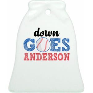 Funny Baseball Fight Down Goes Anderson Ceramic Bell Ornament