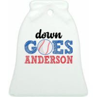 Funny Baseball Fight Down Goes Anderson Ceramic Bell Ornament