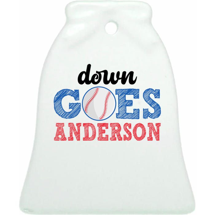 Funny Baseball Fight Down Goes Anderson Ceramic Bell Ornament