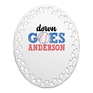 Funny Baseball Fight Down Goes Anderson Ceramic Oval Ornament