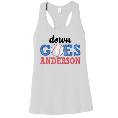 Funny Baseball Fight Down Goes Anderson Women's Racerback Tank