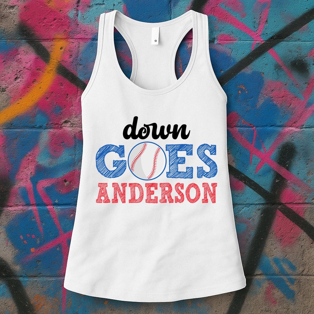 Funny Baseball Fight Down Goes Anderson Womens Tank Top