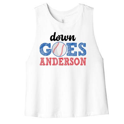 Funny Baseball Fight Down Goes Anderson Women's Racerback Cropped Tank