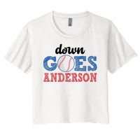 Funny Baseball Fight Down Goes Anderson Women's Crop Top Tee