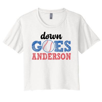 Funny Baseball Fight Down Goes Anderson Women's Crop Top Tee