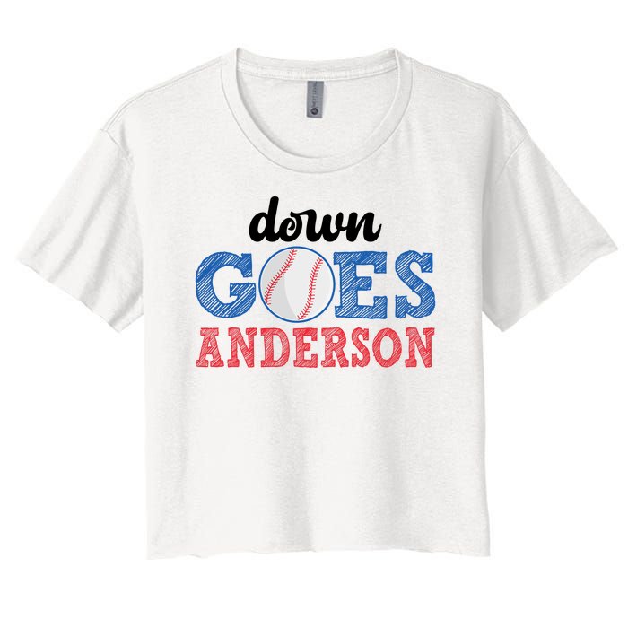 Funny Baseball Fight Down Goes Anderson Women's Crop Top Tee