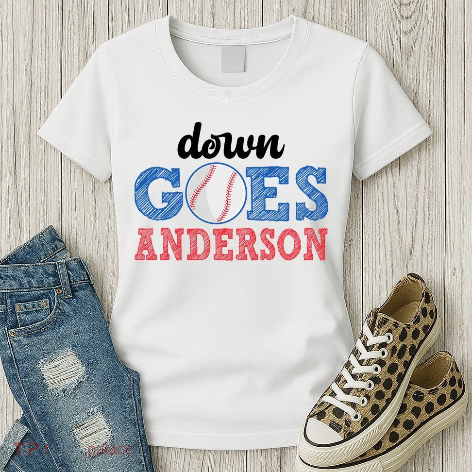 Funny Baseball Fight Down Goes Anderson Womens T-Shirt
