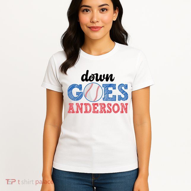 Funny Baseball Fight Down Goes Anderson Womens T-Shirt