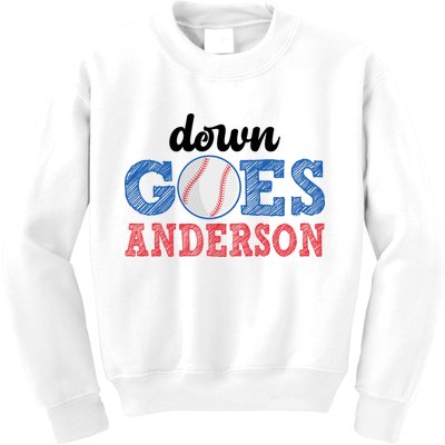 Funny Baseball Fight Down Goes Anderson Kids Sweatshirt