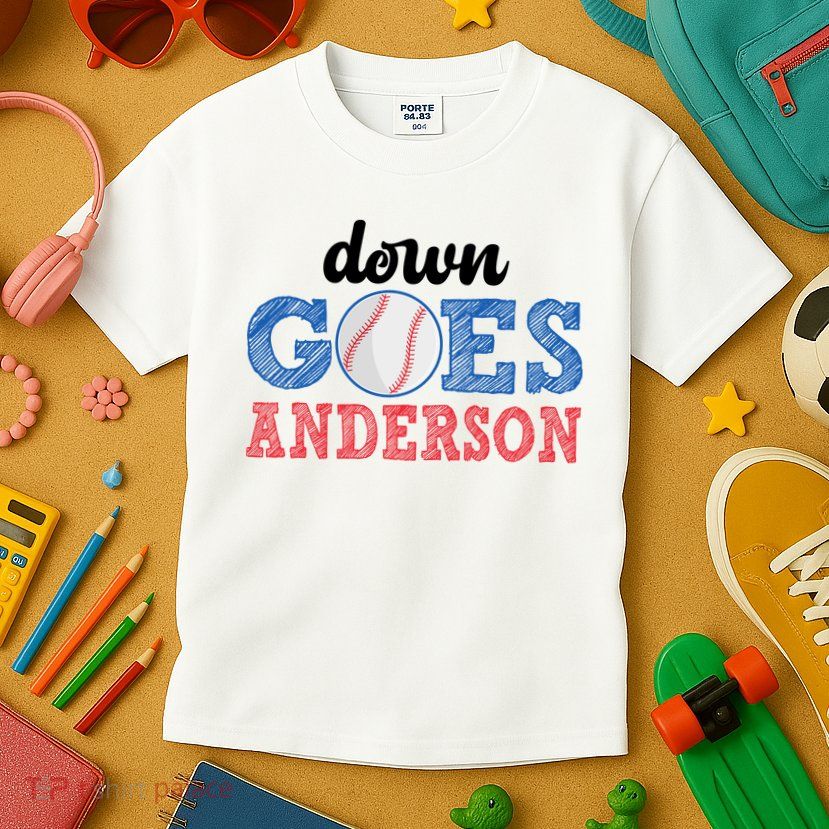 Funny Baseball Fight Down Goes Anderson Kids T-Shirt