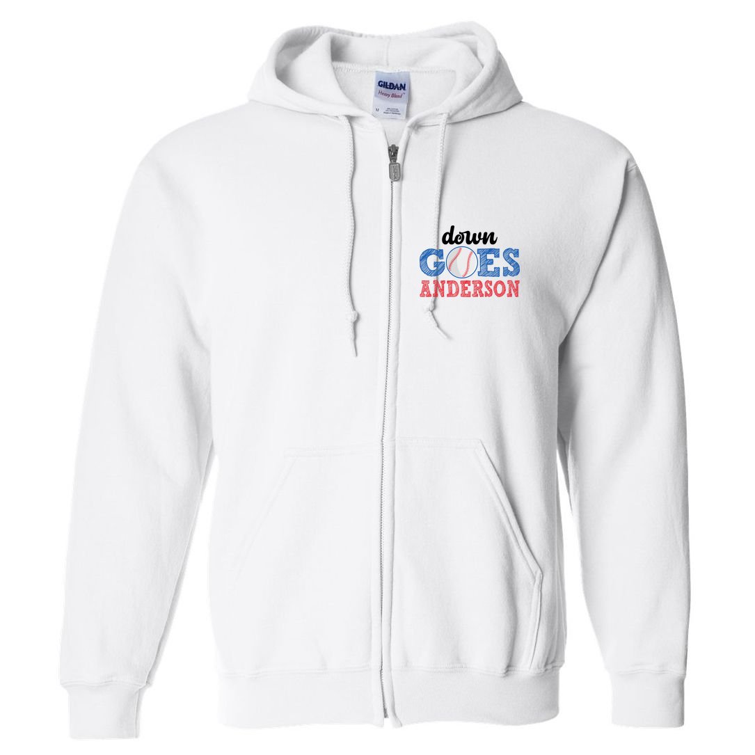 Funny Baseball Fight Down Goes Anderson Full Zip Hoodie