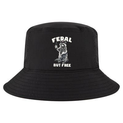 Feral But Free Funny Raccoon Cool Comfort Performance Bucket Hat