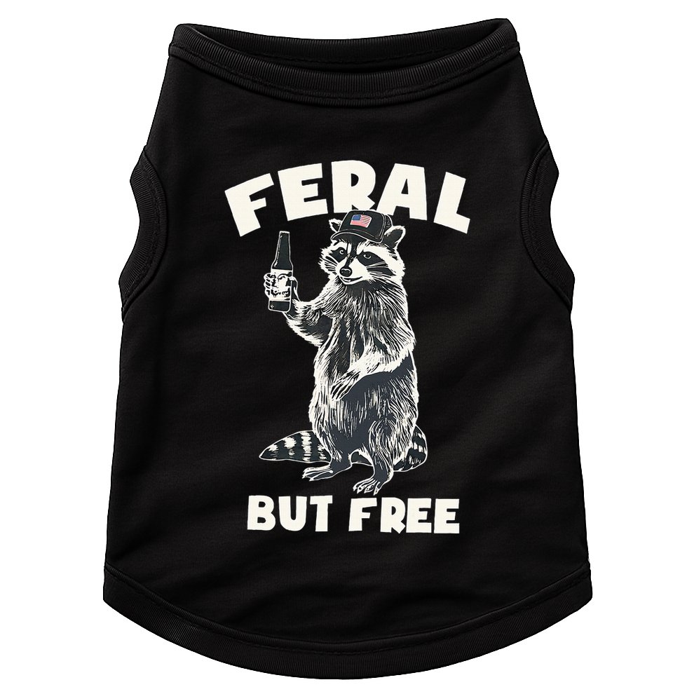 Feral But Free Funny Raccoon Doggie Tank