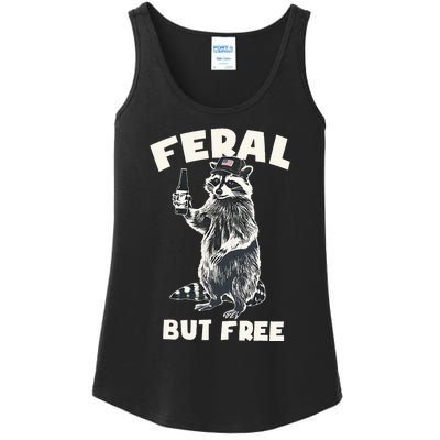 Feral But Free Funny Raccoon Ladies Essential Tank