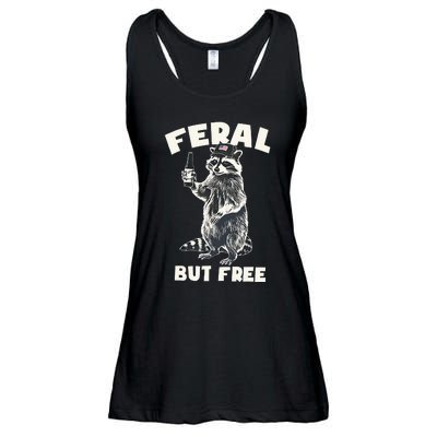 Feral But Free Funny Raccoon Ladies Essential Flowy Tank