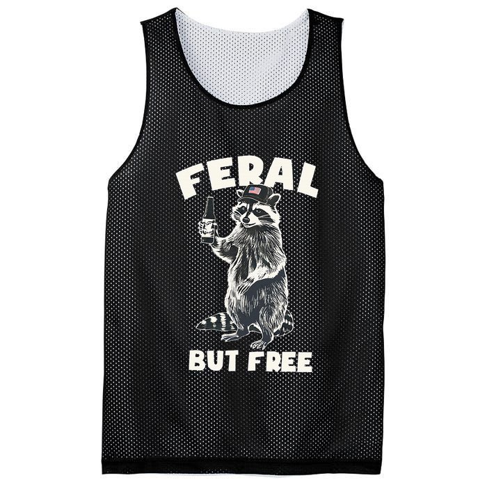 Feral But Free Funny Raccoon Mesh Reversible Basketball Jersey Tank